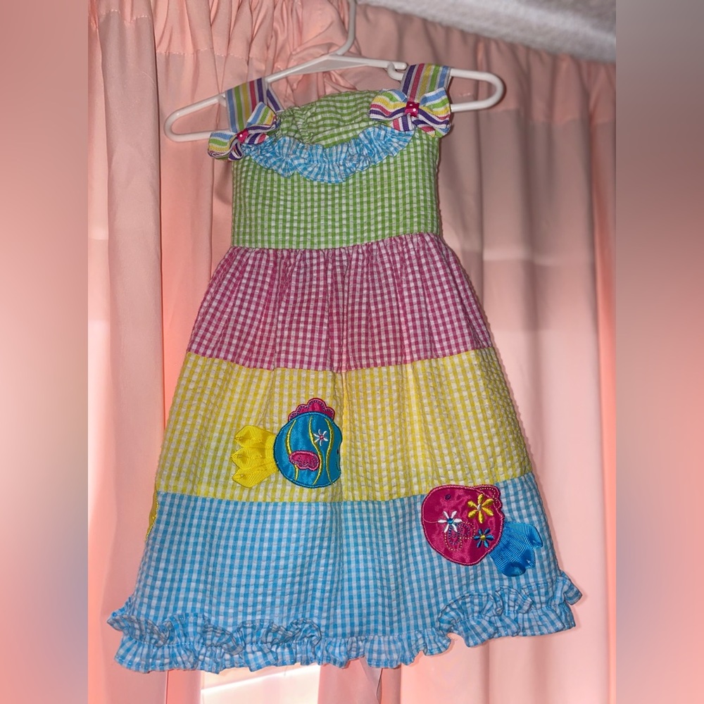 Under the sea seersucker dress with bloomers